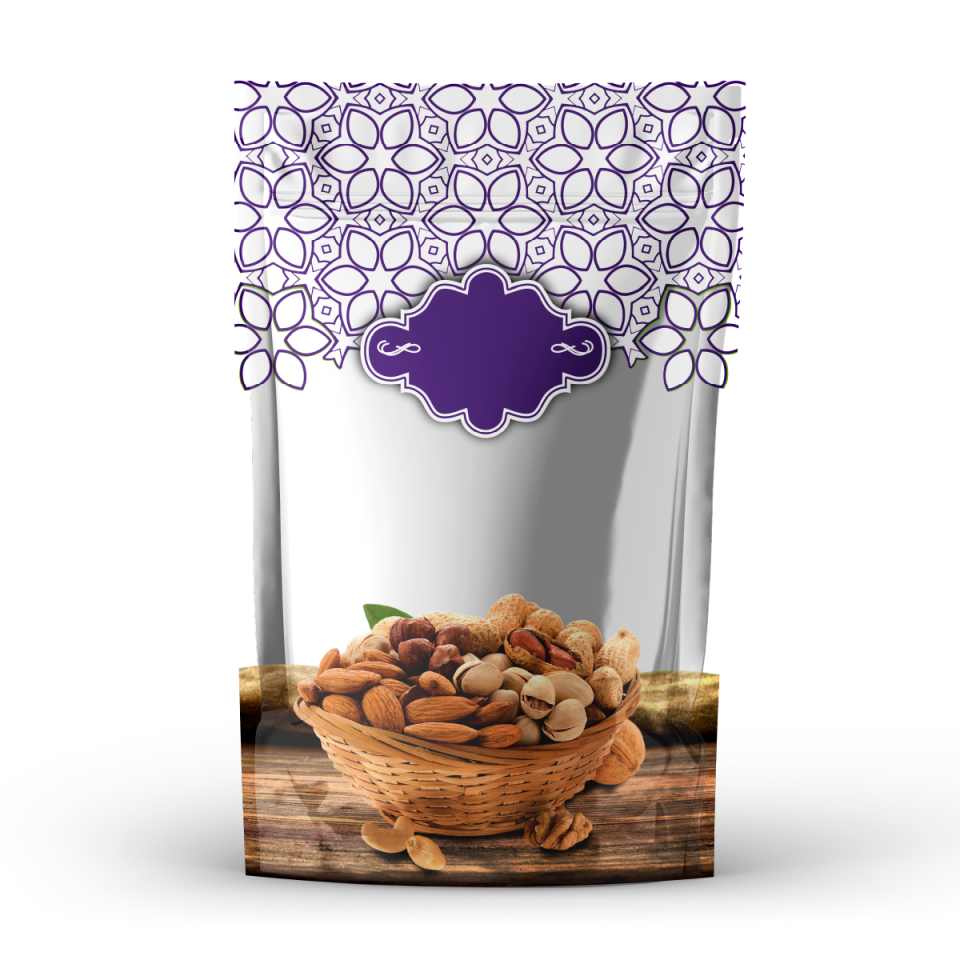 HAZIR KURUYEMİŞ DESENLİ  DOYPACK TORBALAR