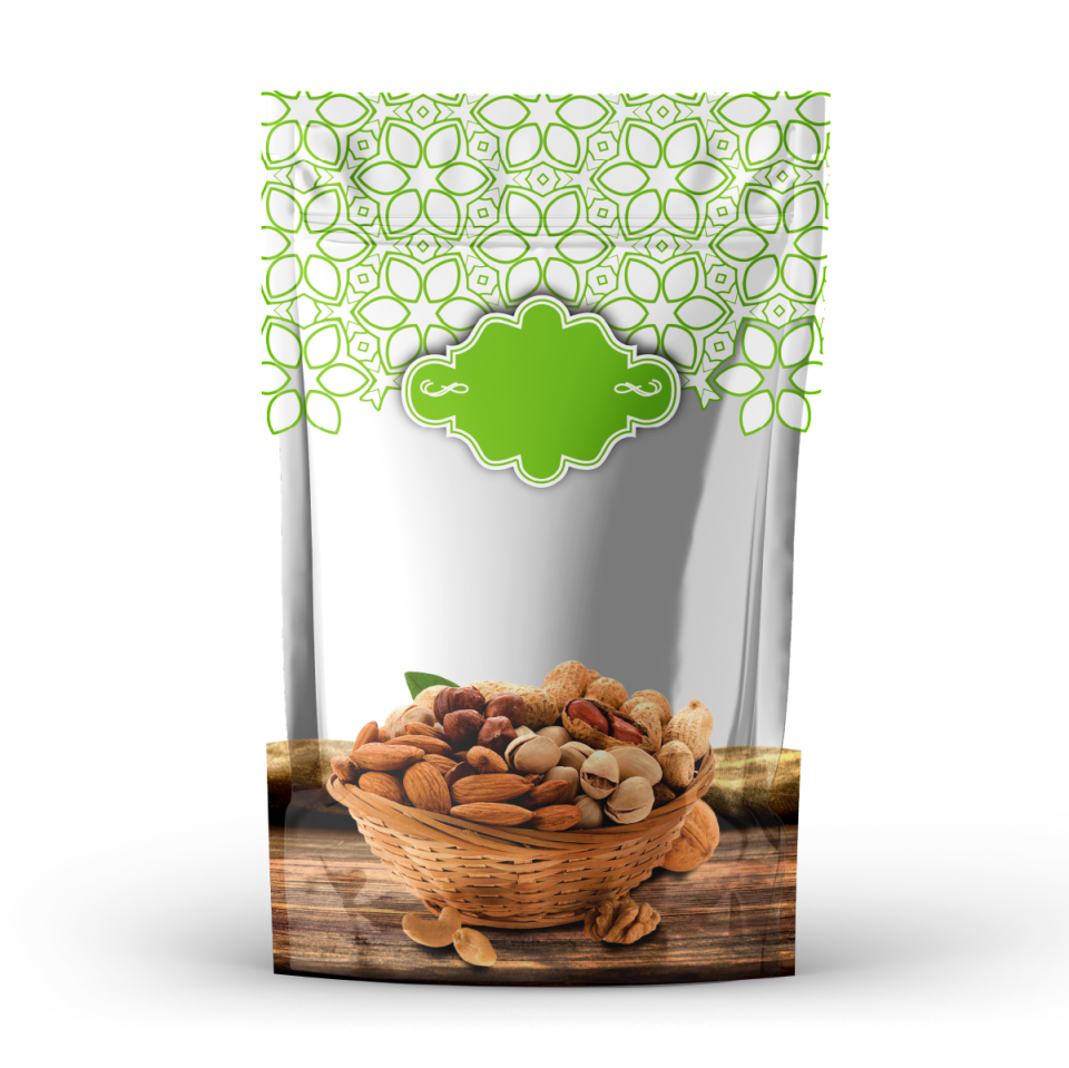 HAZIR KURUYEMİŞ DESENLİ  DOYPACK TORBALAR