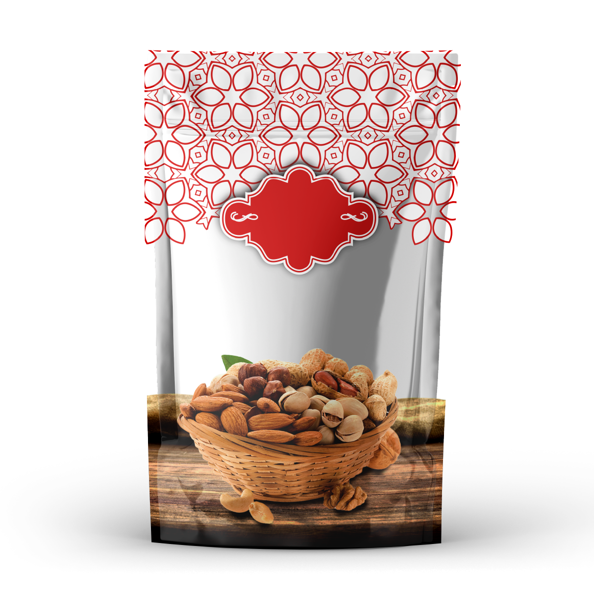 HAZIR KURUYEMİŞ DESENLİ  DOYPACK TORBALAR