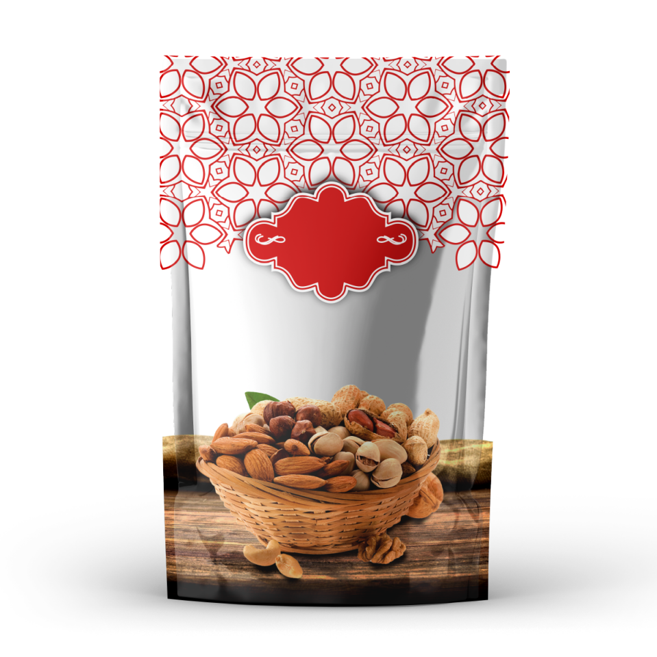 HAZIR KURUYEMİŞ DESENLİ  DOYPACK TORBALAR