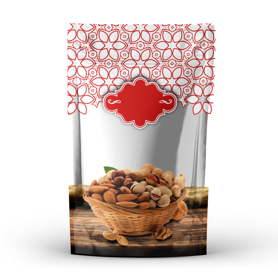 HAZIR KURUYEMİŞ DESENLİ  DOYPACK TORBALAR