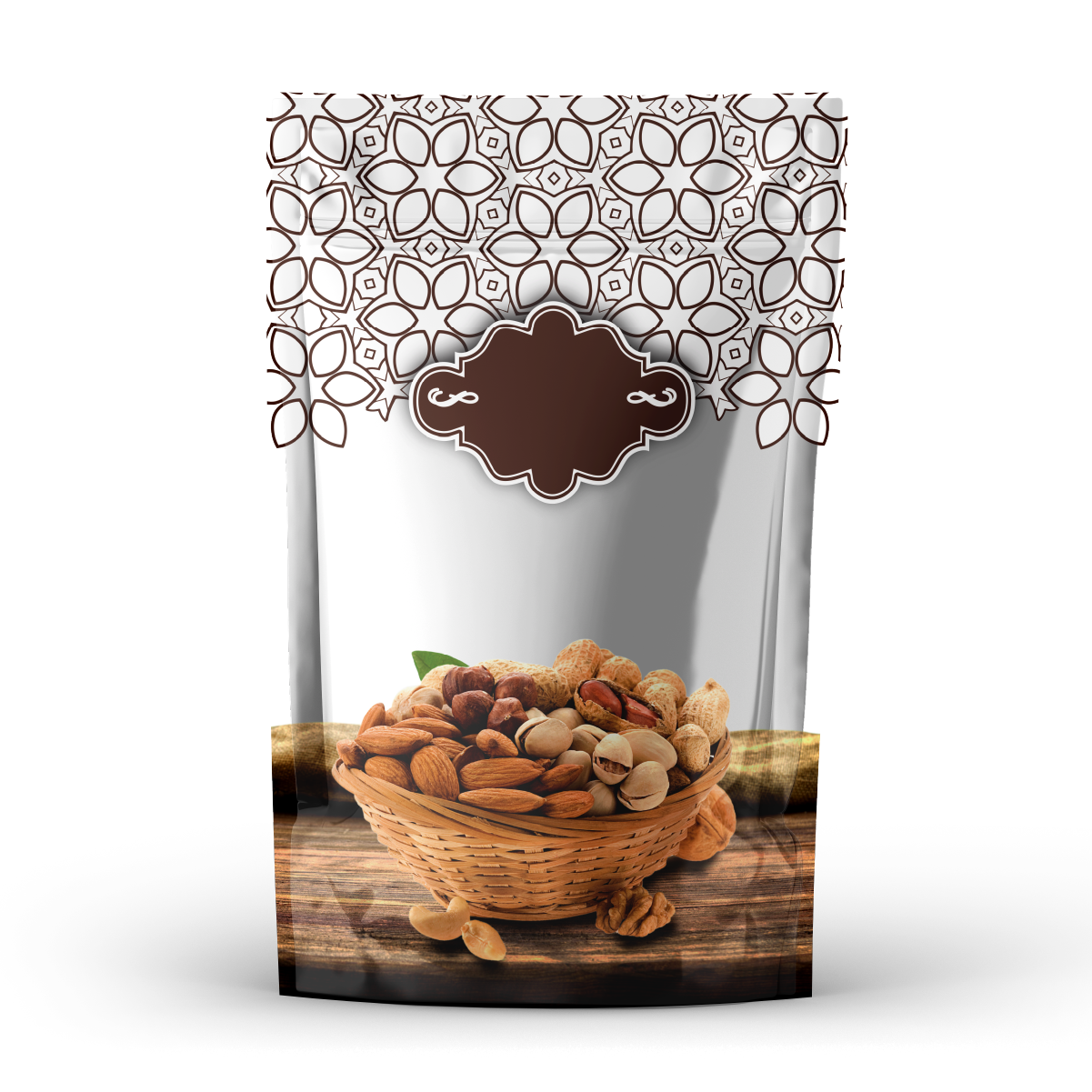 HAZIR KURUYEMİŞ DESENLİ  DOYPACK TORBALAR