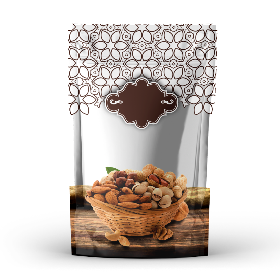 HAZIR KURUYEMİŞ DESENLİ  DOYPACK TORBALAR