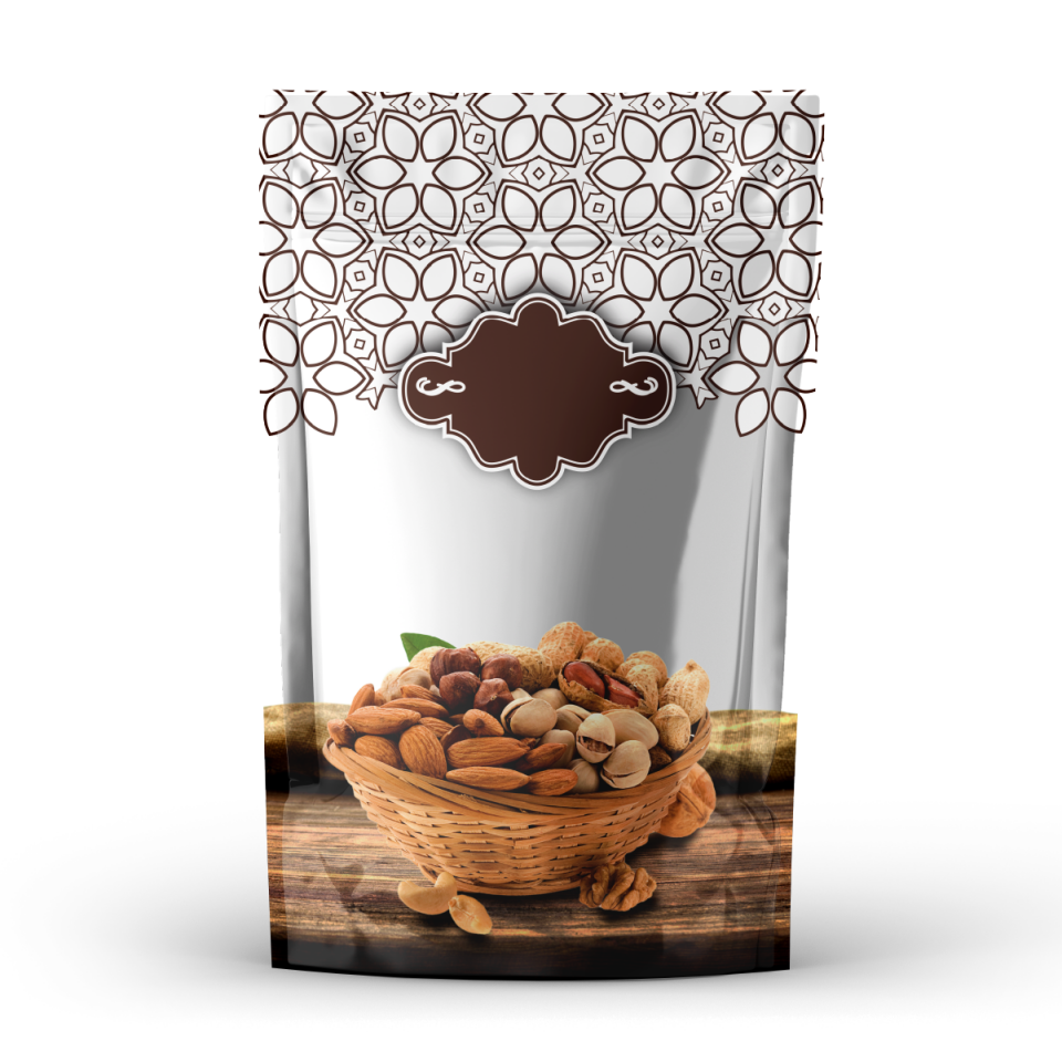 HAZIR KURUYEMİŞ DESENLİ  DOYPACK TORBALAR