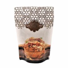 Kahverengi̇ Kuruyemi̇ş Desenli̇ Doypack 13x20+4 Cm 250 Gr