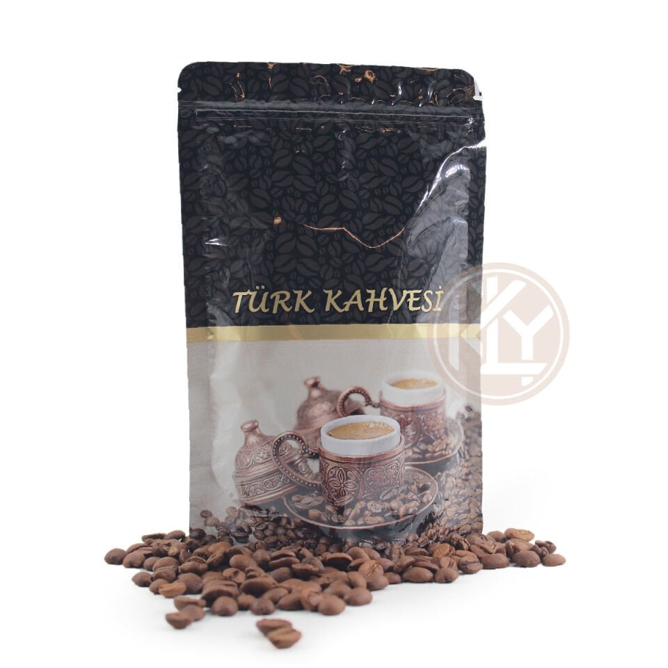 Kahve Desenli̇ Ki̇li̇tli̇ Si̇yah Doypack 13x18+3,5 Cm 100 Gr