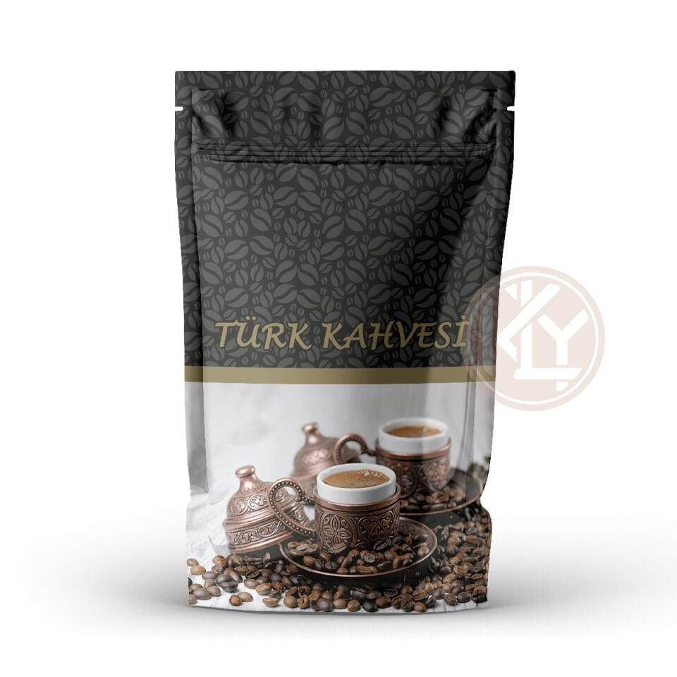 Kahve Desenli̇ Ki̇li̇tli̇ Si̇yah Doypack 13x18+3,5 Cm 100 Gr