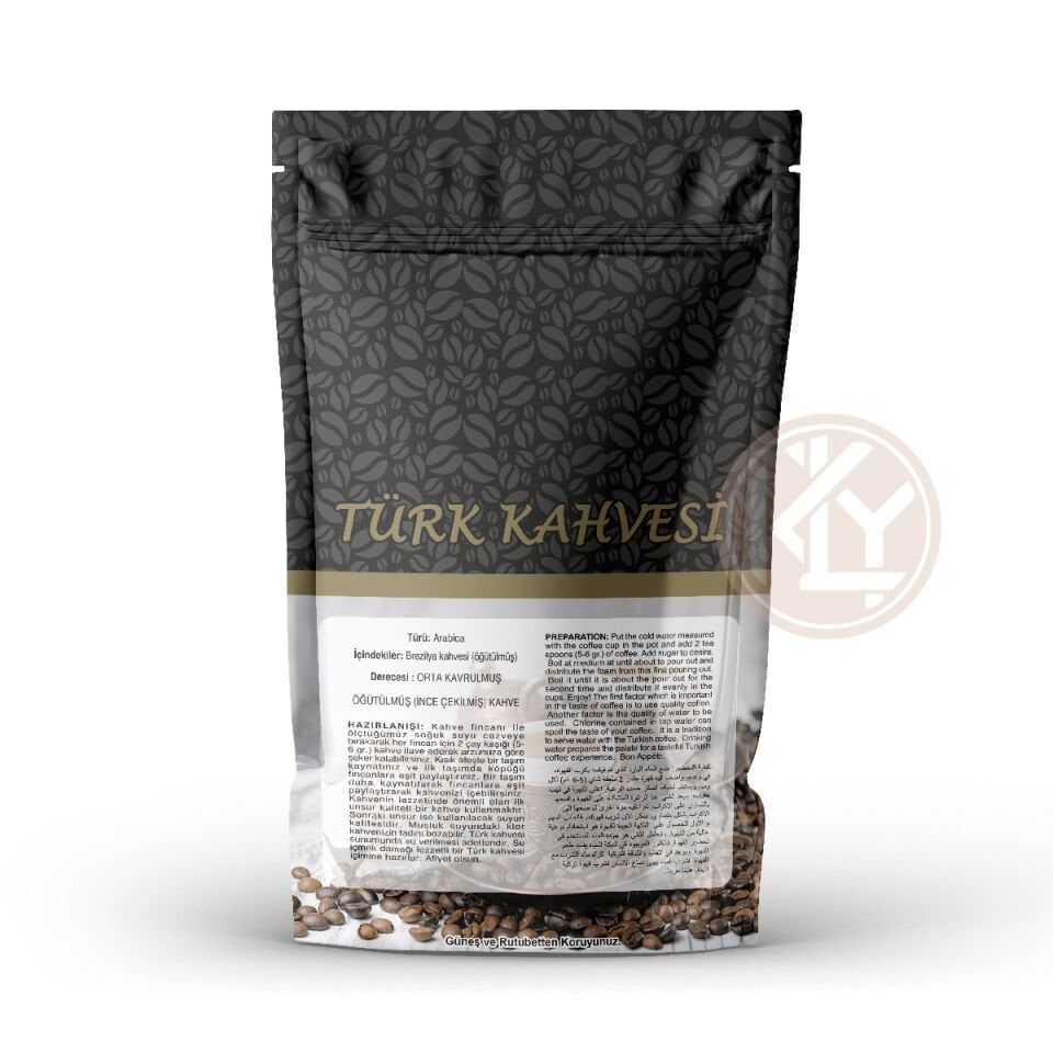 Kahve Desenli̇ Ki̇li̇tli̇ Si̇yah Doypack 13x18+3,5 Cm 100 Gr