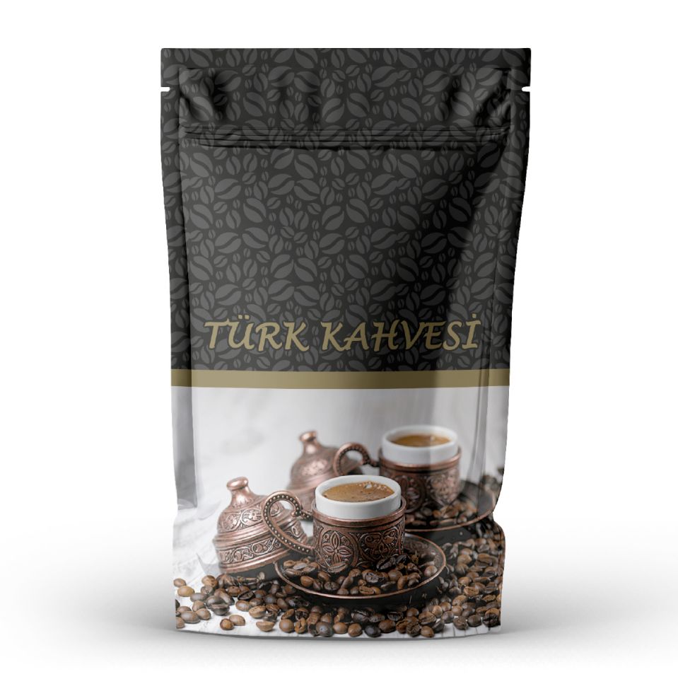KAHVE DESEN BASKILI DOYPACK KİLİTLİ TORBALAR