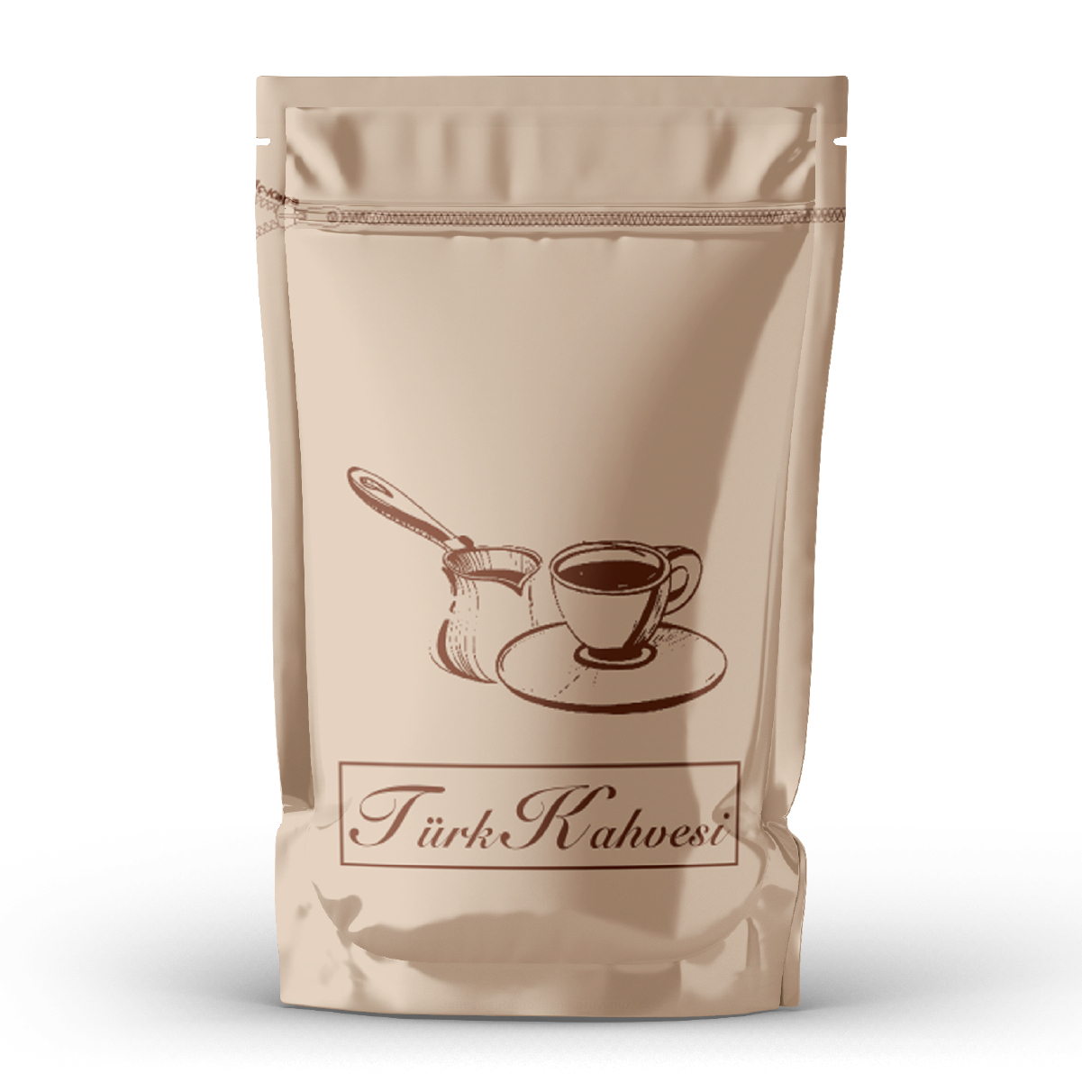 KAHVE DESEN BASKILI DOYPACK KİLİTLİ TORBALAR