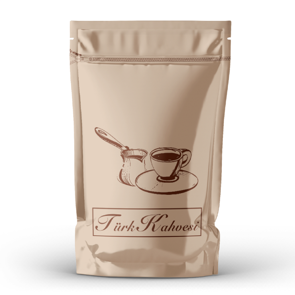 KAHVE DESEN BASKILI DOYPACK KİLİTLİ TORBALAR