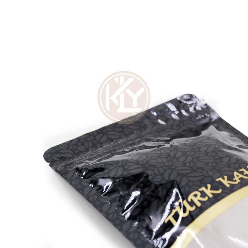 Kahve Desenli Kilitli Siyah Doypack 13x22+4 Cm 250 Gr