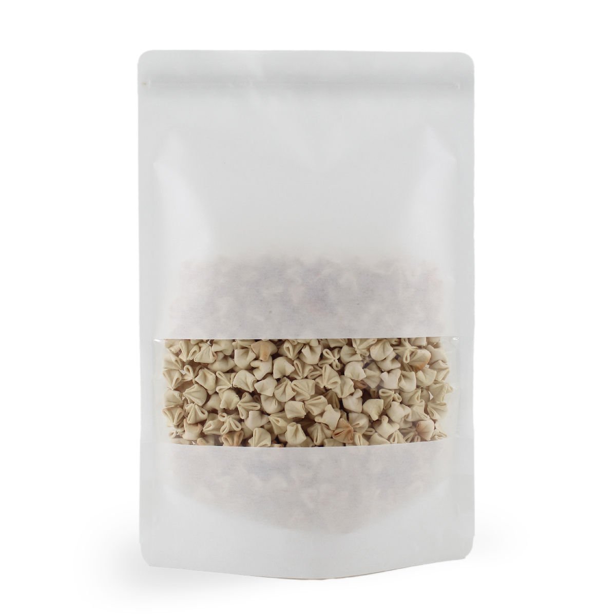 Beyaz Kraft Dar Pencereli Kilitli Doypack 11x18+3,5 Cm 100 Gr