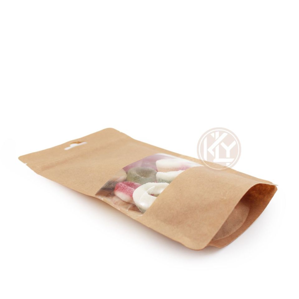 Kraft Orta Pencereli Kilitli Doypack 13x22+4 Cm 250 Gr