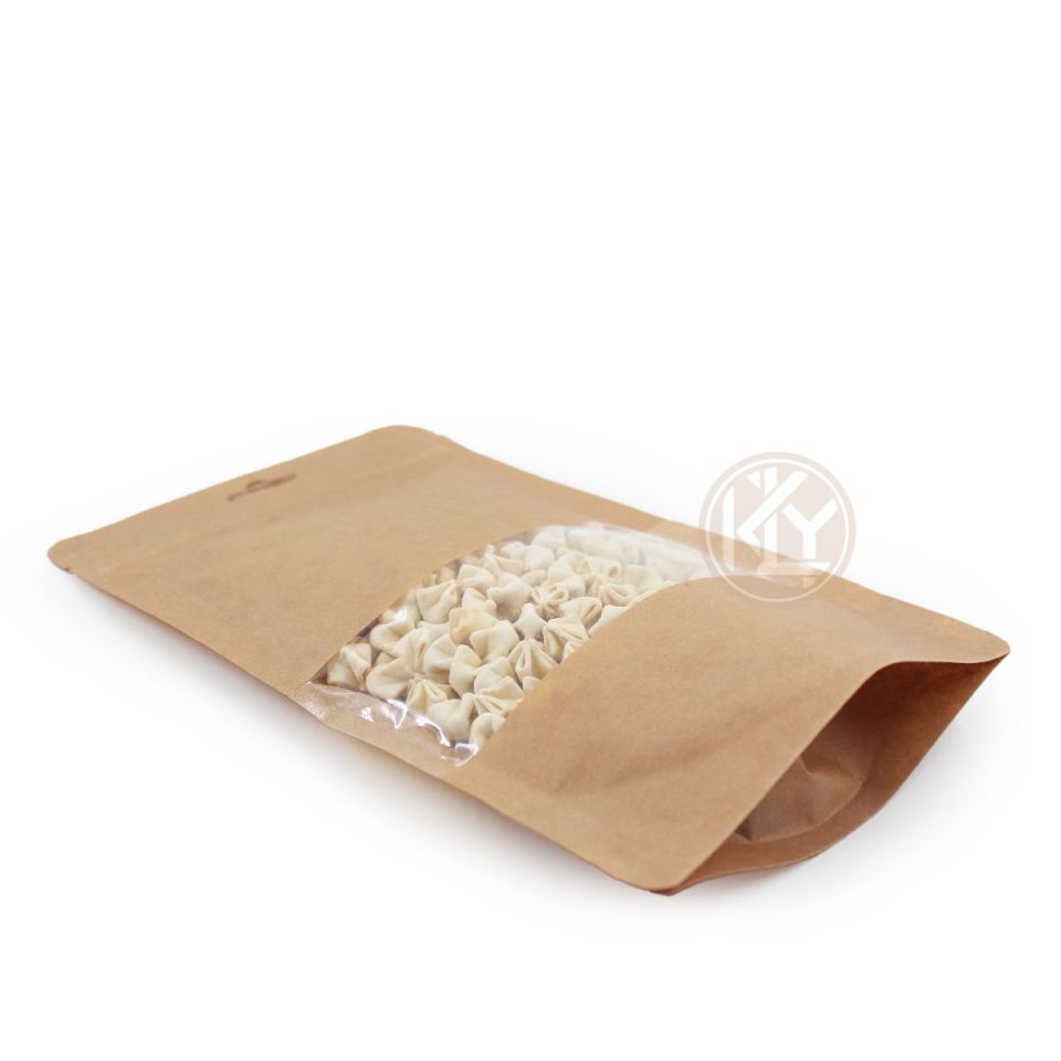 Kraft Orta Pencereli Kilitli Doypack 16x27+4,5 Cm 500 Gr