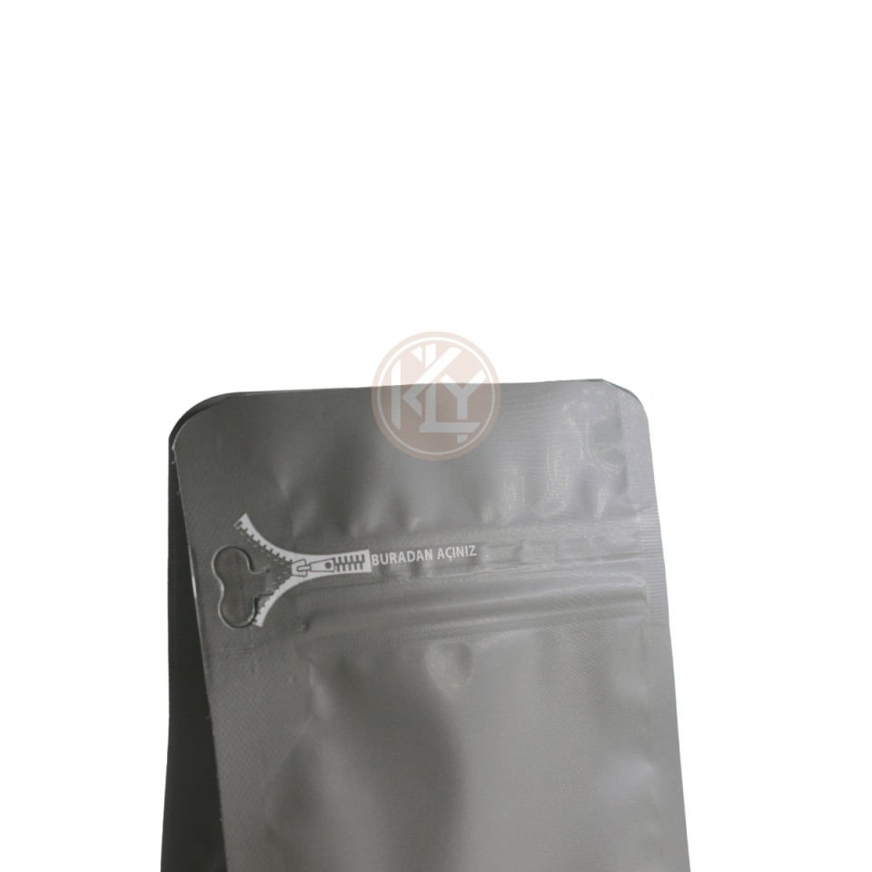 Gri Flat Bottom Kilitli Buradan Açınız Torba 11x21+4 Cm 250 Gr
