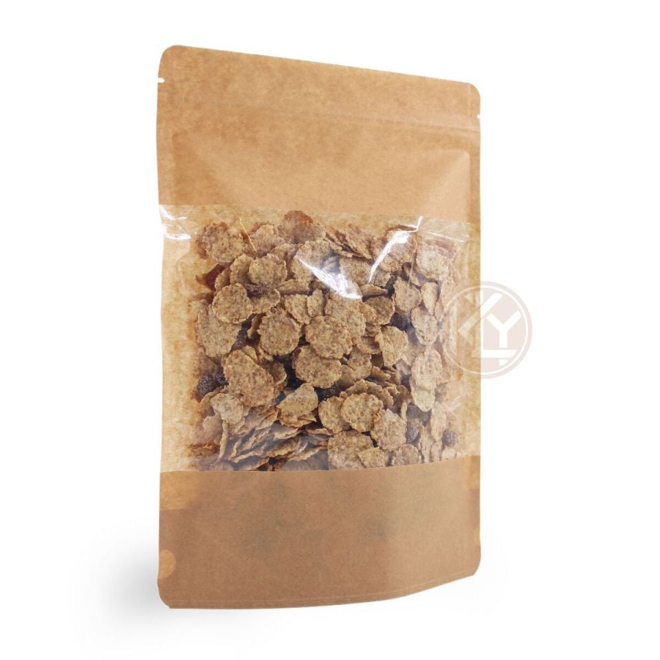 Kraft Geniş Pencereli Kilitli Doypack 21x31+5 Cm 1000 Gr