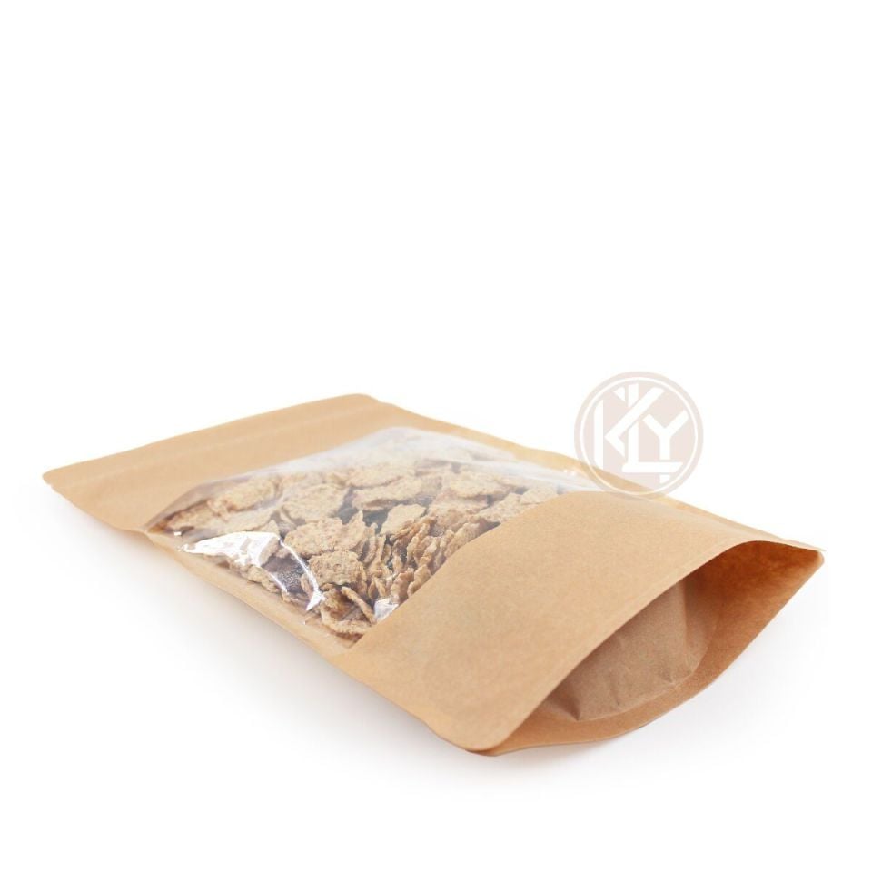 Kraft Geniş Pencereli Kilitli Doypack 25x34+5 Cm 2000 Gr