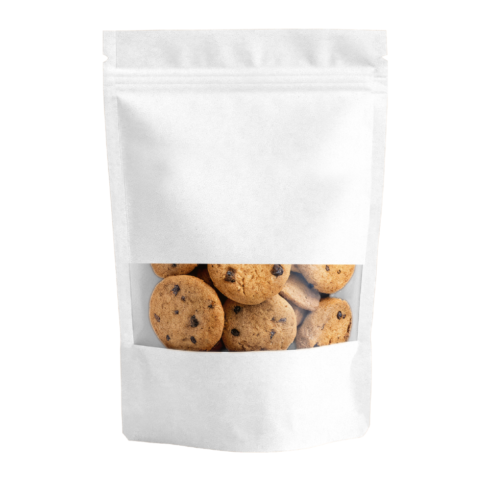 Beyaz Kraft Dar Pencereli Kilitli Doypack