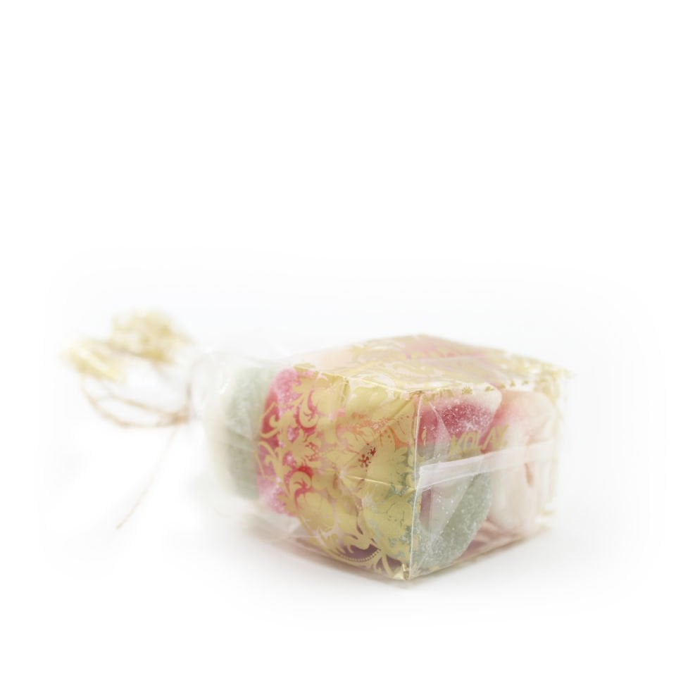 Altın Yaldız Çiçek Desenli Şeffaf Kare Tabanlı Torba 6x15+2 Cm 100 Gr