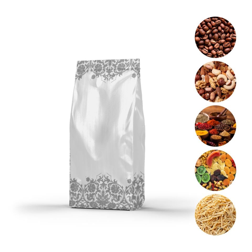 Gümüş Çiçek Desenli Yan Körüklü Torba 6x18+2 Cm 100 Gr