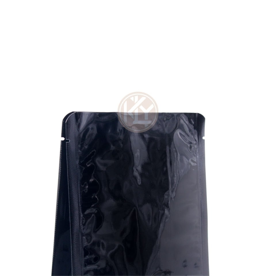Parlak Siyah Flat Bottom Kilitsiz Torba 12x22,5+4 Cm 250 Gr