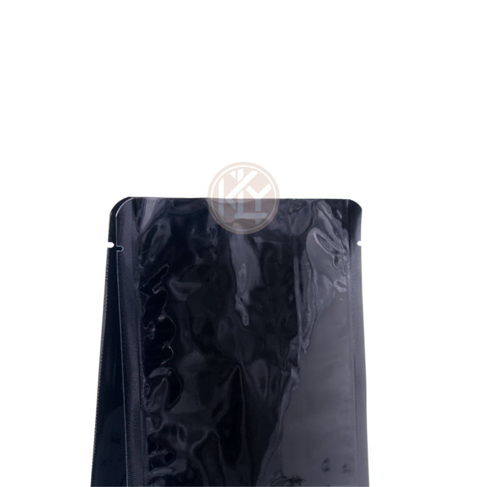 Parlak Siyah Flat Bottom Kilitsiz Torba 14x38+4 Cm 1000 Gr
